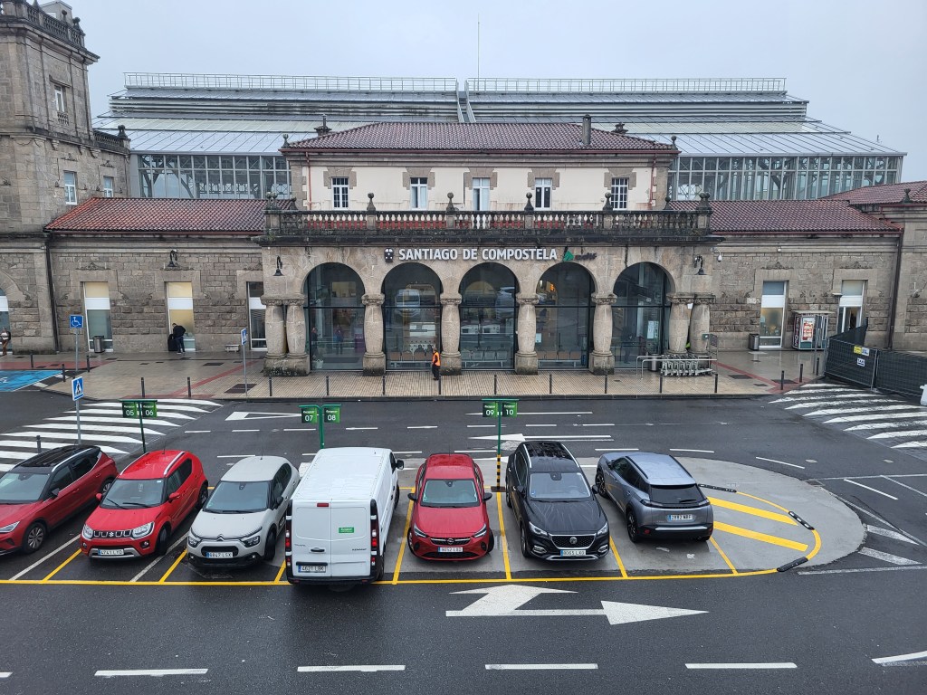 The entry to the train station in Santiago de Compostela.