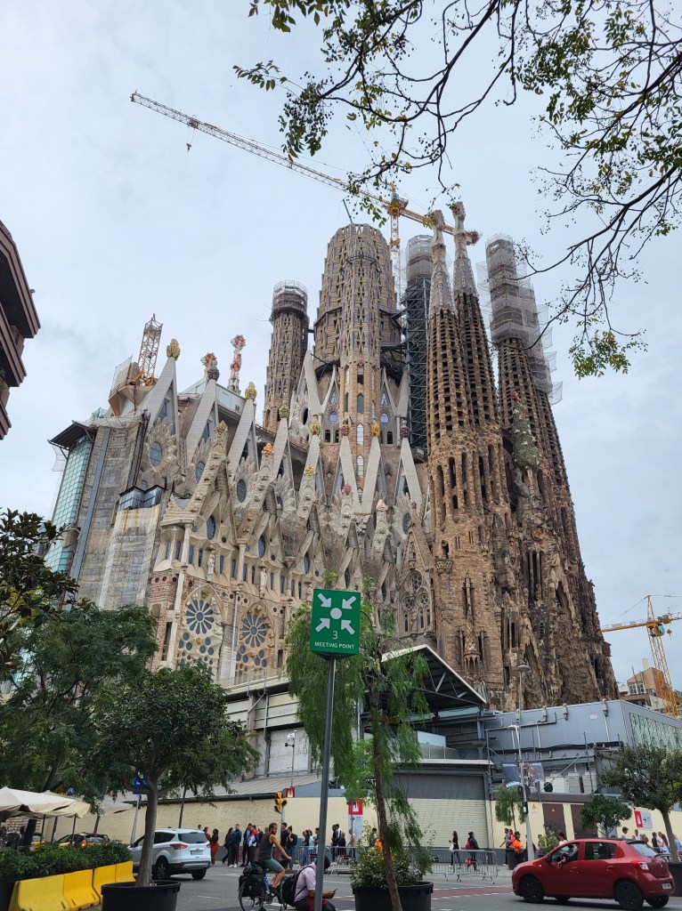 The Sagrada Familia church photographed from a different angle and in the daytime.