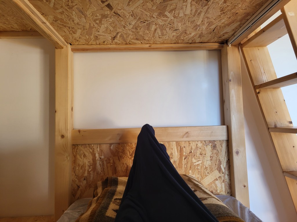 The view from a bunk bed in an albergue in Alvorge, Portugal.