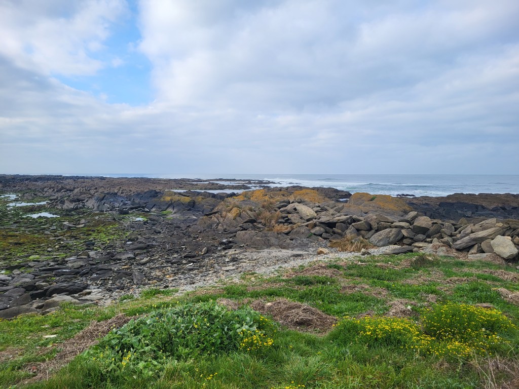 The rocky shoreline north of Viana do Castelo, Portugal.