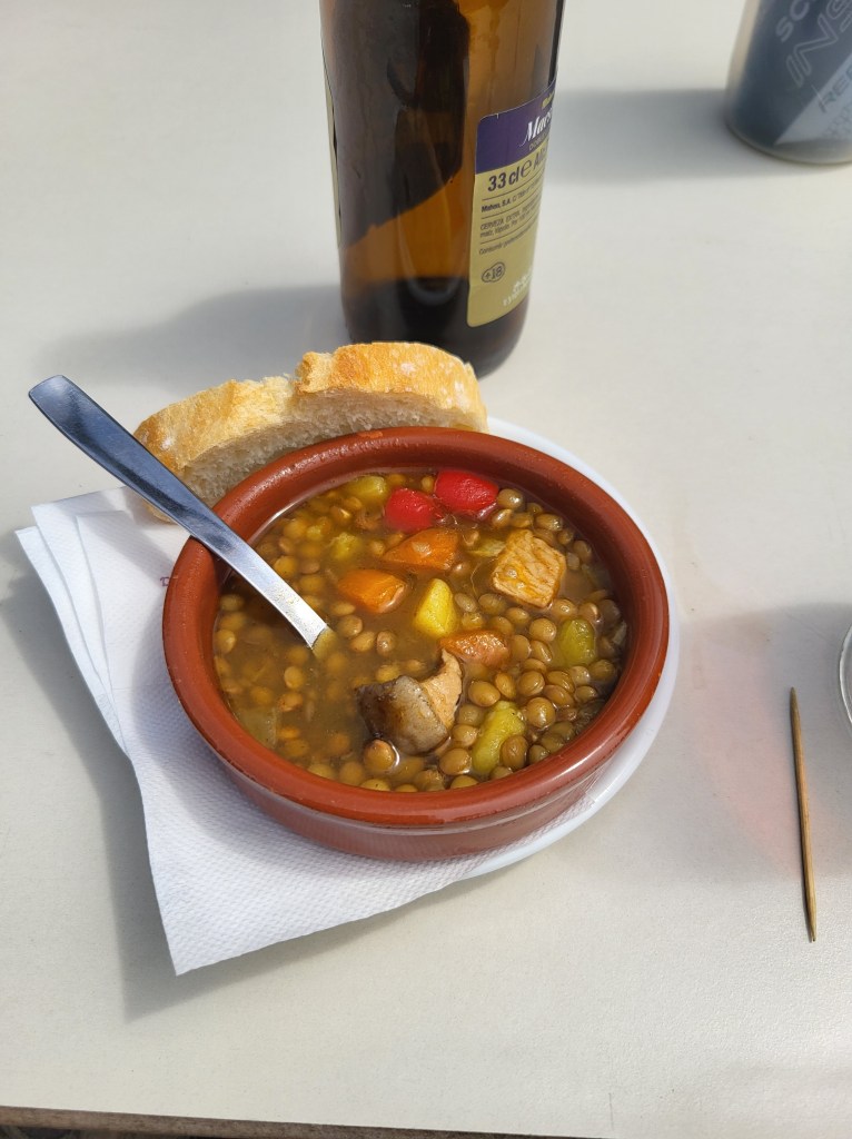 A bowl of lentil soup in A Escravitude, Spain.