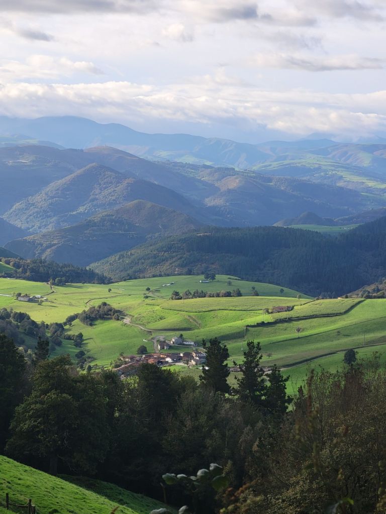 Layers of verdant mountains near Tineo, Asturias, Spain