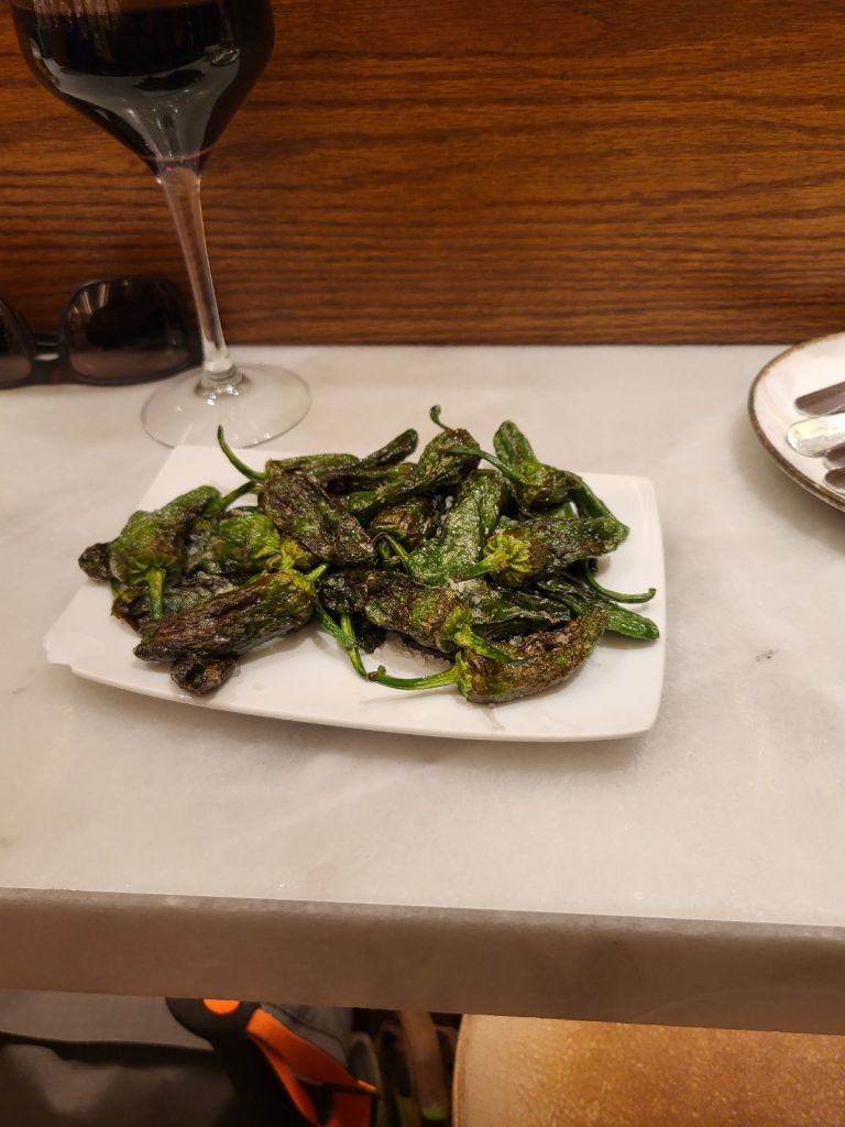 A plate of Pimientos de Padrón.