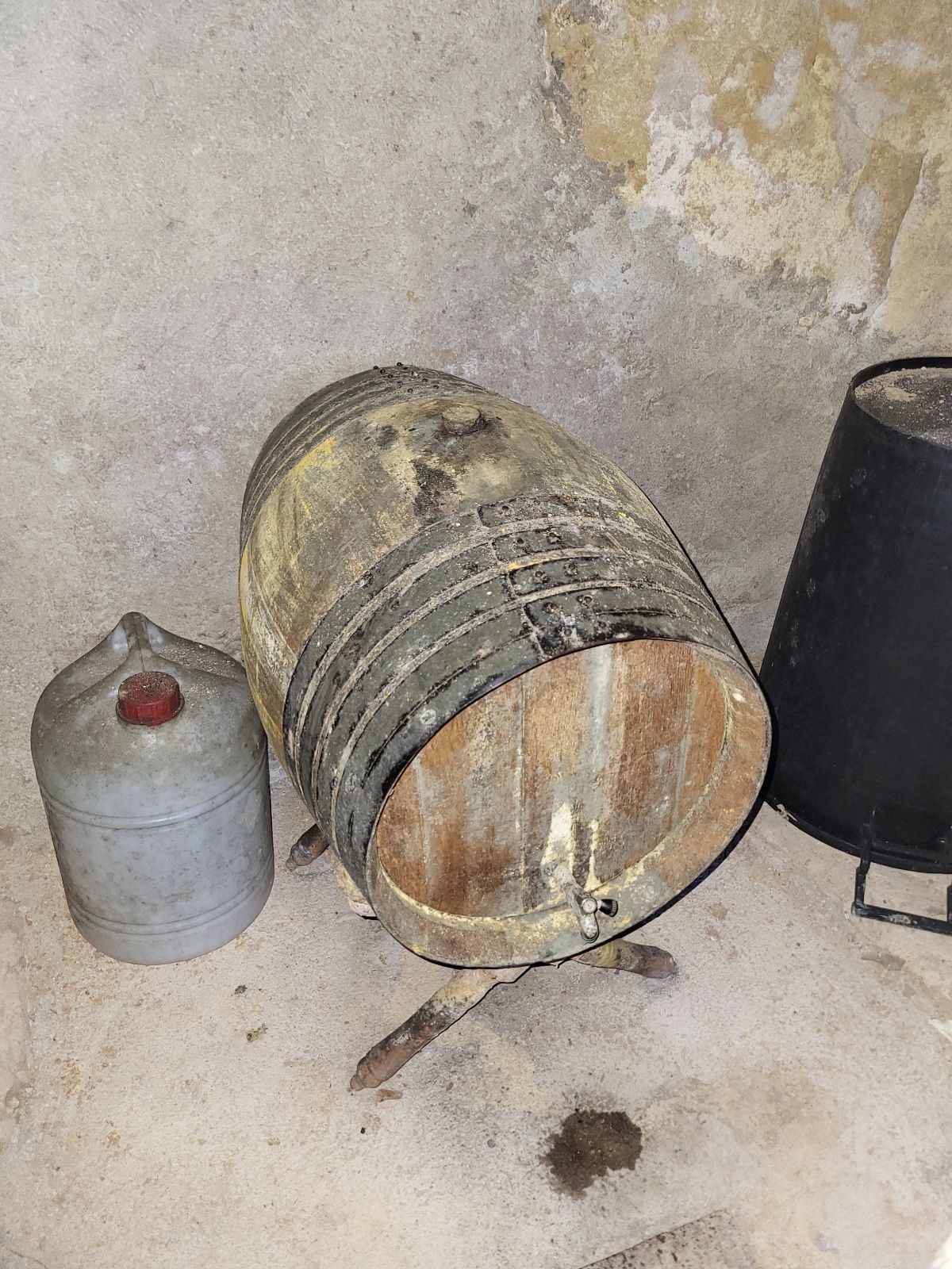 A wine barrel in a bodega.