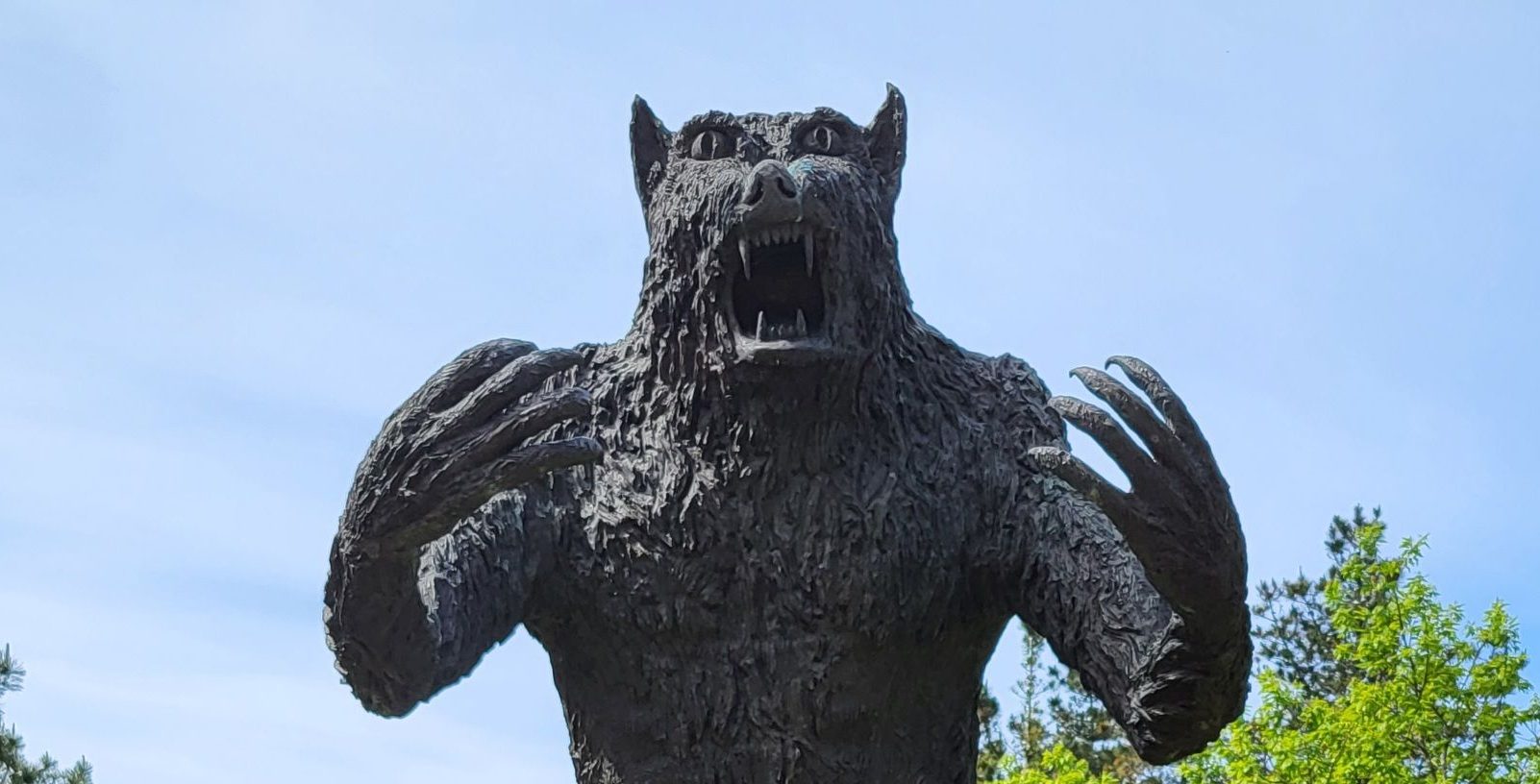 A werewolf statue.