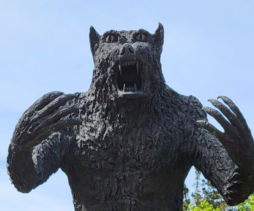 A werewolf statue.